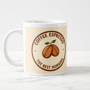 Coffie Espresso Etiket Met Ochtendthematisch Ontwe Extra Grote Beker