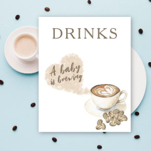 Coffiebrouwende baby shower drankjes poster