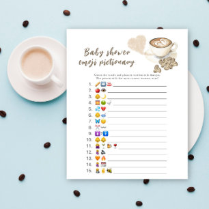 Coffiebrouwende baby shower Emoji-foto spel