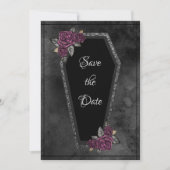 Coffin Black Grey Rozen Sparkle Halloween Save The Date (Voorkant)
