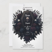 Coffin Bloom Bloemen Schedel Witte Gotische Huweli Kaart (Voorkant)