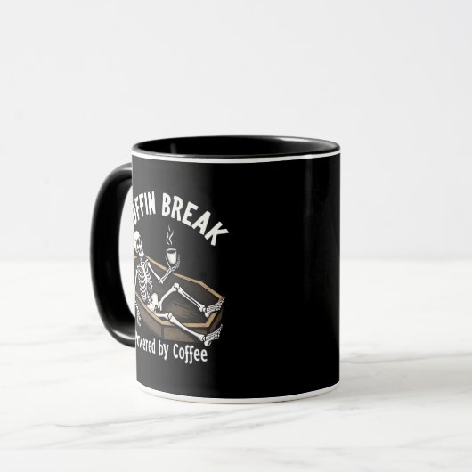 Coffin Break Skeleton Coffee Mok (Voorkant links)