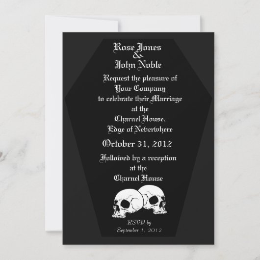 Coffin Ebony (Charcoal) Wedding Invitation Kaart (Voorkant)