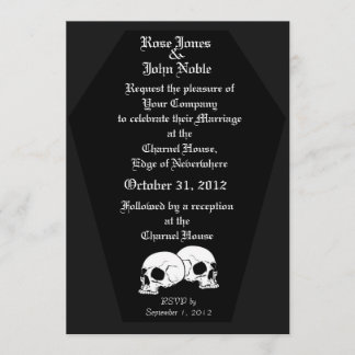 Coffin Ebony (Charcoal) Wedding Invitation Kaart