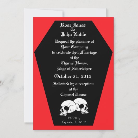 Coffin Ebony (Ruby) Wedding Invitation Kaart (Voorkant)
