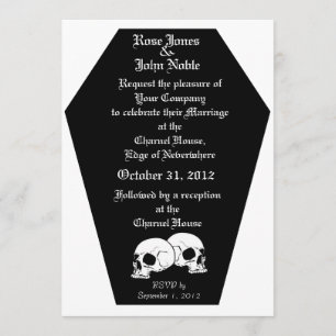 Coffin Ebony (White Wedding Invitation) Kaart