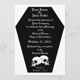 Coffin Ebony (White Wedding Invitation) Kaart