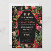 Coffin & Rozen R.I.P Verjaardagsfeestuitnodiging Kaart (Voorkant)
