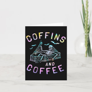 Coffins and Coffee Funny Skeleton Tie Dye Retro Ha Kaart
