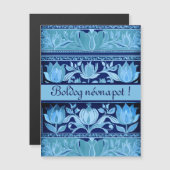 coffre de tulipe en bleu - carte magnétique du jou (Devant / Derrière)