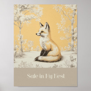 Coffre-fort dans mon nid Orange Fox Nursery Poster