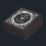 Coffret A Bijoux Anniversaire Noir Et Argent Damas-Argent<br><div class="desc">Simple élégant noir et argent damask - argent mariage anniversaire</div>