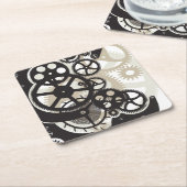 Cog-wielen Vierkante Kartonnen Onderzetter (Schuin)