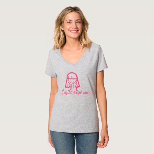 Cogito ergo somme à penser fille t-shirt rose (Devant entier)