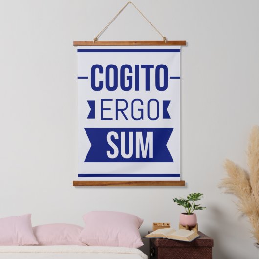 Cogito ergo sum - Latijnse uitdrukking Hangend Wandkleed (Slaapkamer)
