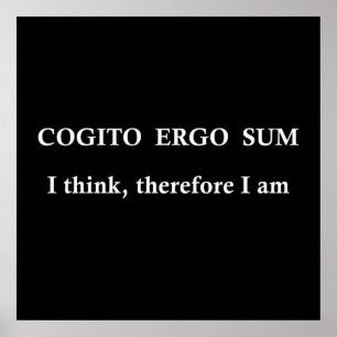 cogito ergo sum, Latijnse uitdrukking Poster