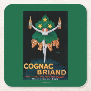 Cognac Briand Promotion Poster Vierkante Kartonnen Onderzetter