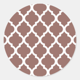 Cognac Brown Moroccan Tile Trellis Ronde Sticker