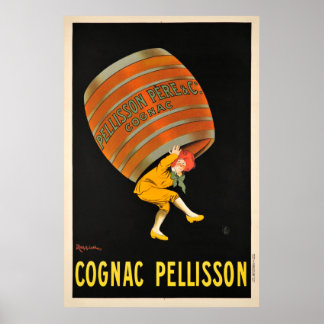 Cognac Pellisson Beverage Barrel Vintage Poster