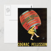 Cognac Pellisson Drink wijn en kunst Briefkaart (Voorkant / Achterkant)
