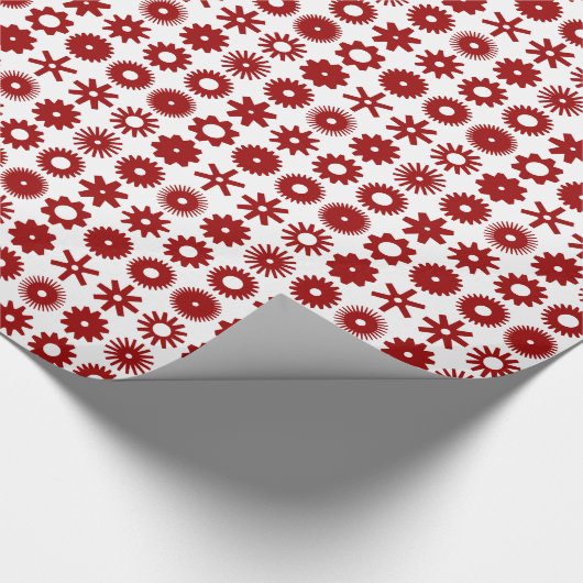 Cogs - Ruby Red on White Cadeaupapier (Hoek)