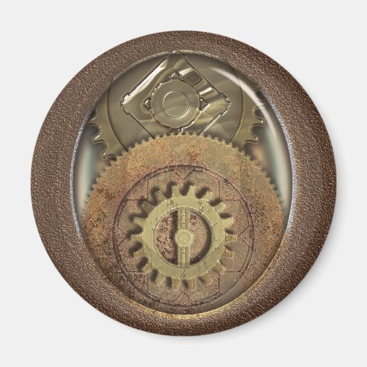  Cogs Steampunk Rond Magneet (Voorkant)