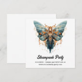 Cogwing Monarch Vlinder Steampunk Trouw  Aankondiging (Voorkant / Achterkant)