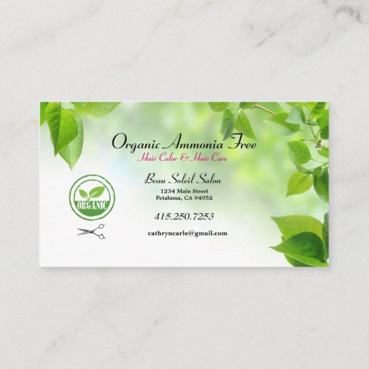 Coiffeur bio Cartes de visite (Dos)