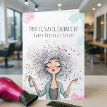 Coiffeur Carte d'anniversaire pour Stylist Friend<br><div class="desc">Laisse-la tuer pour sa journée spéciale ! Cette carte d'anniversaire ludique est dotée d'un élégant salon queen mid spray, avec des confettis colorés et des accents d'aquarelle. Idéal pour les coiffeurs, les esthéticiennes ou les femmes amoureuses de salon. Parfait pour les barbiers ou amis qui aiment les cheveux et l'air!...</div>