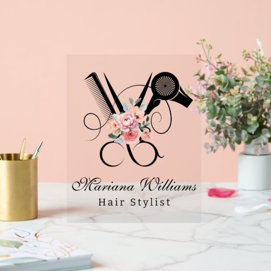 coiffeur ciseaux floraux salon de beauté moderne (Mariage)