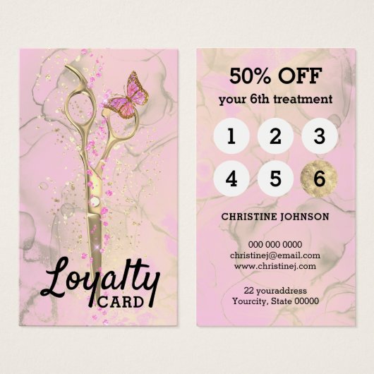 coiffeur ciseaux or carte de fidélité (Devant & derrière)