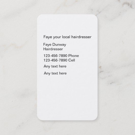 Coiffeur de cartes de visite de beauté (Dos)