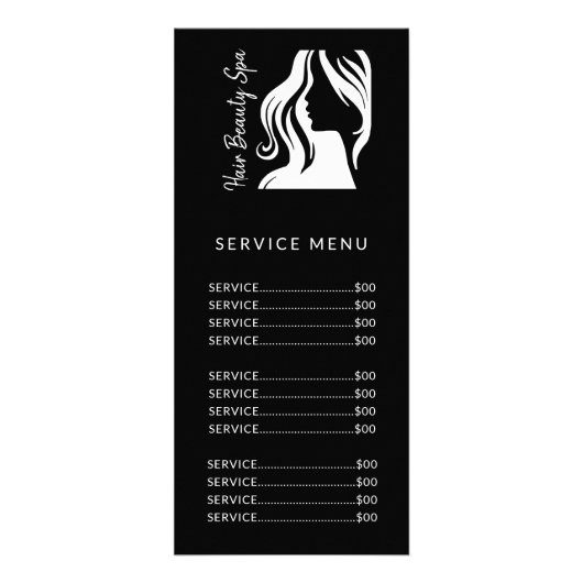 Coiffeur élégant logo noir blanc menu service (Devant)