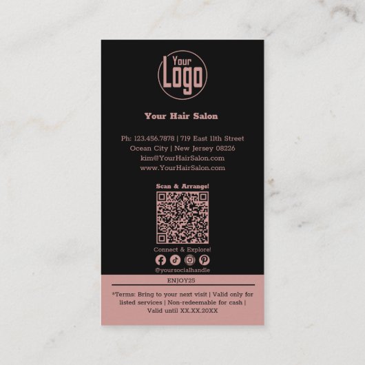 Coiffeur moderne $10 de réduction Carte (Dos)