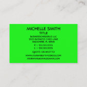 Coiffeur Neon Green et Carte de visite rose chaud (Dos)