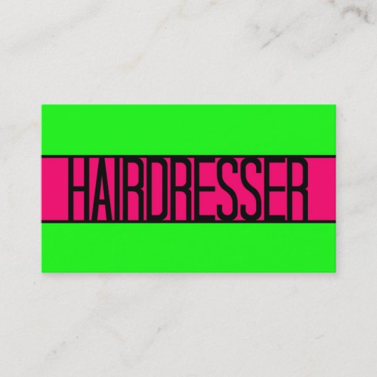 Coiffeur Neon Green et Carte de visite rose chaud (Devant)