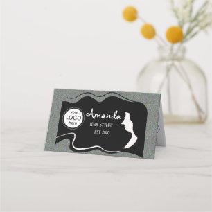 Coiffeur noir long cheveux plié carte de fidélité