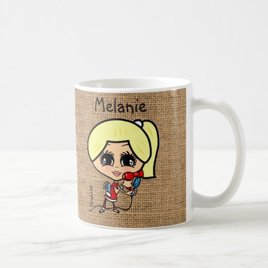 Coiffeur personnalisé Mug Caricature blonde (Droite)