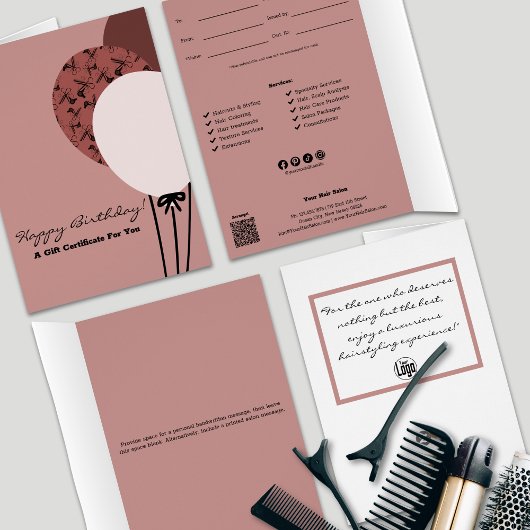 Coiffeur rose Joyeux certificat cadeau d'anniversa