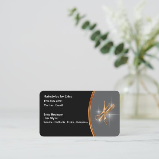 Coiffeuse classe Carte de visite Glitzy Design (Debout devant)
