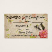 coiffeuse coiffeuse styliste carte cadeau certific (Dos)