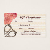 coiffeuse coiffeuse styliste carte cadeau certific (Dos)