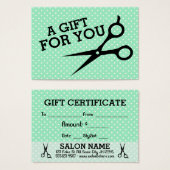 coiffeuse coiffeuse styliste carte cadeau certific (Devant & derrière)