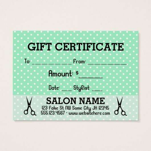 coiffeuse coiffeuse styliste carte cadeau certific (Dos)