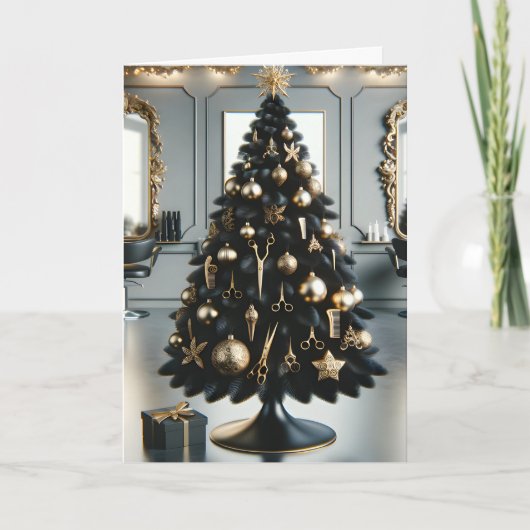 Coiffeuse noir et or carte de vacances (Devant)