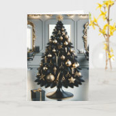 Coiffeuse noir et or carte de vacances (Fleur jaune)