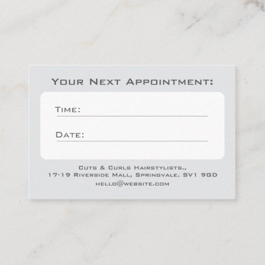 Coiffeuse ou coiffeuse Carte de rendez-vous (Dos)