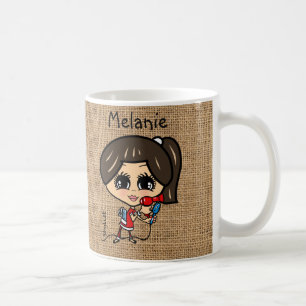 Coiffeuse personnalisée Mug Caricature brunette