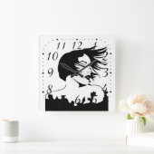 Coiffeuse salon de beauté carré horloge murale (Maison)