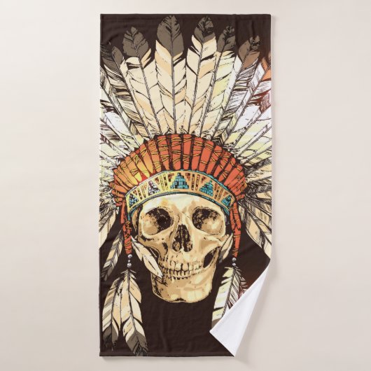 Coiffure Amérindienne Tirée À La Main Avec H (Serviette de bain)